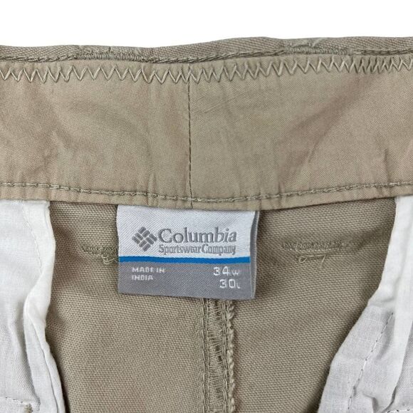 New Columbia Men US34 Beige Pants Regular Fit Straight Lightweight Slash Pockets - Picture 6 of 8